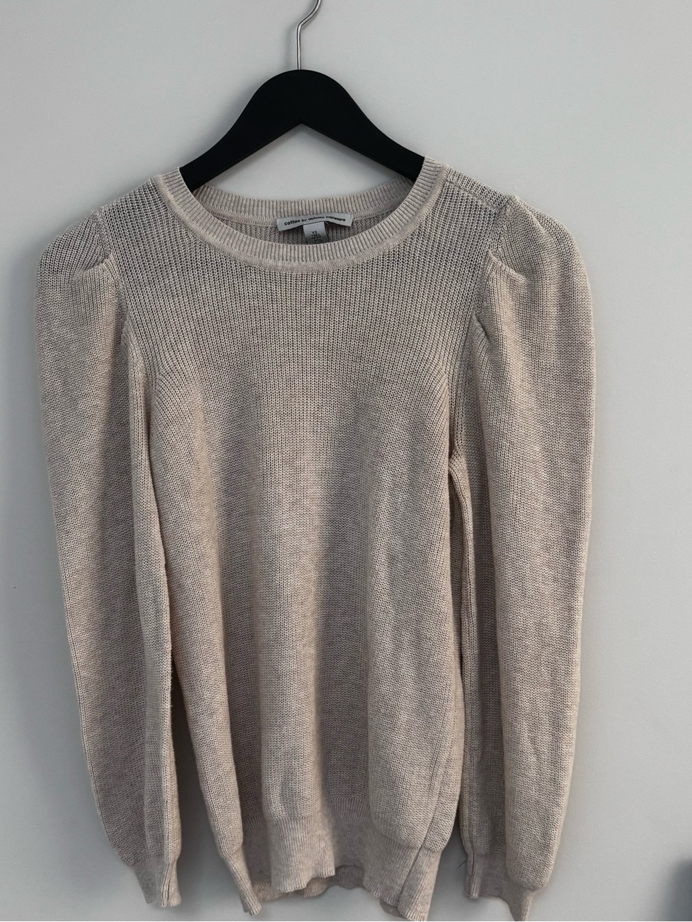 COTTON by Autumn Cashmere Knit Puff Sleeve Sweater XS Oatmeal